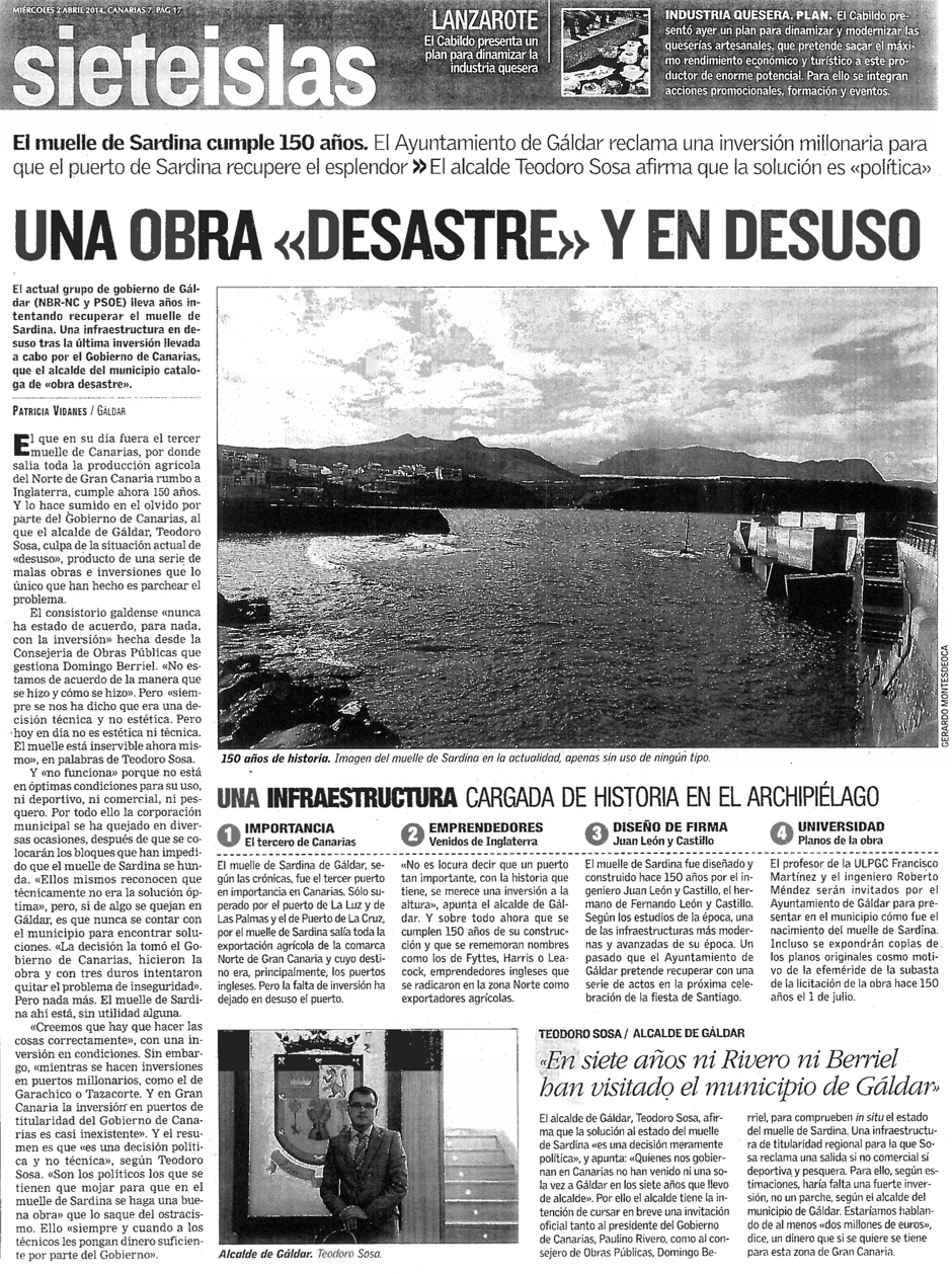 Recorte de la página de la noticia en el periódico Canarias 7 de este miércoles.