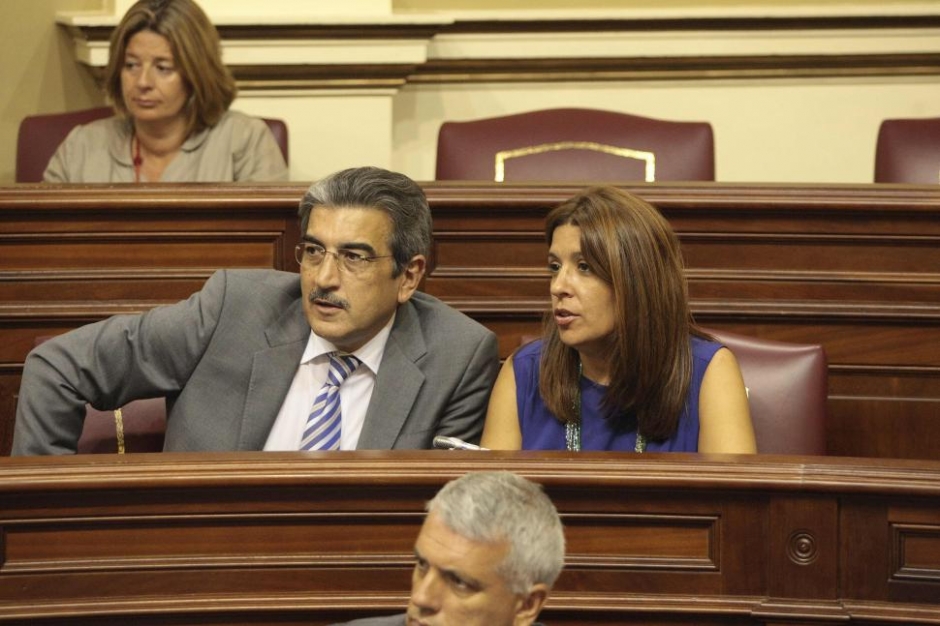 Román Rodríguez y Carmen Hernández, dos de los diputados de NC en el Parlamento autonómico.